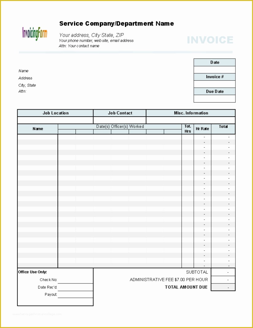 Work Invoice Template Free Of Hours Worked Invoice Template 5 Results Found Uniform