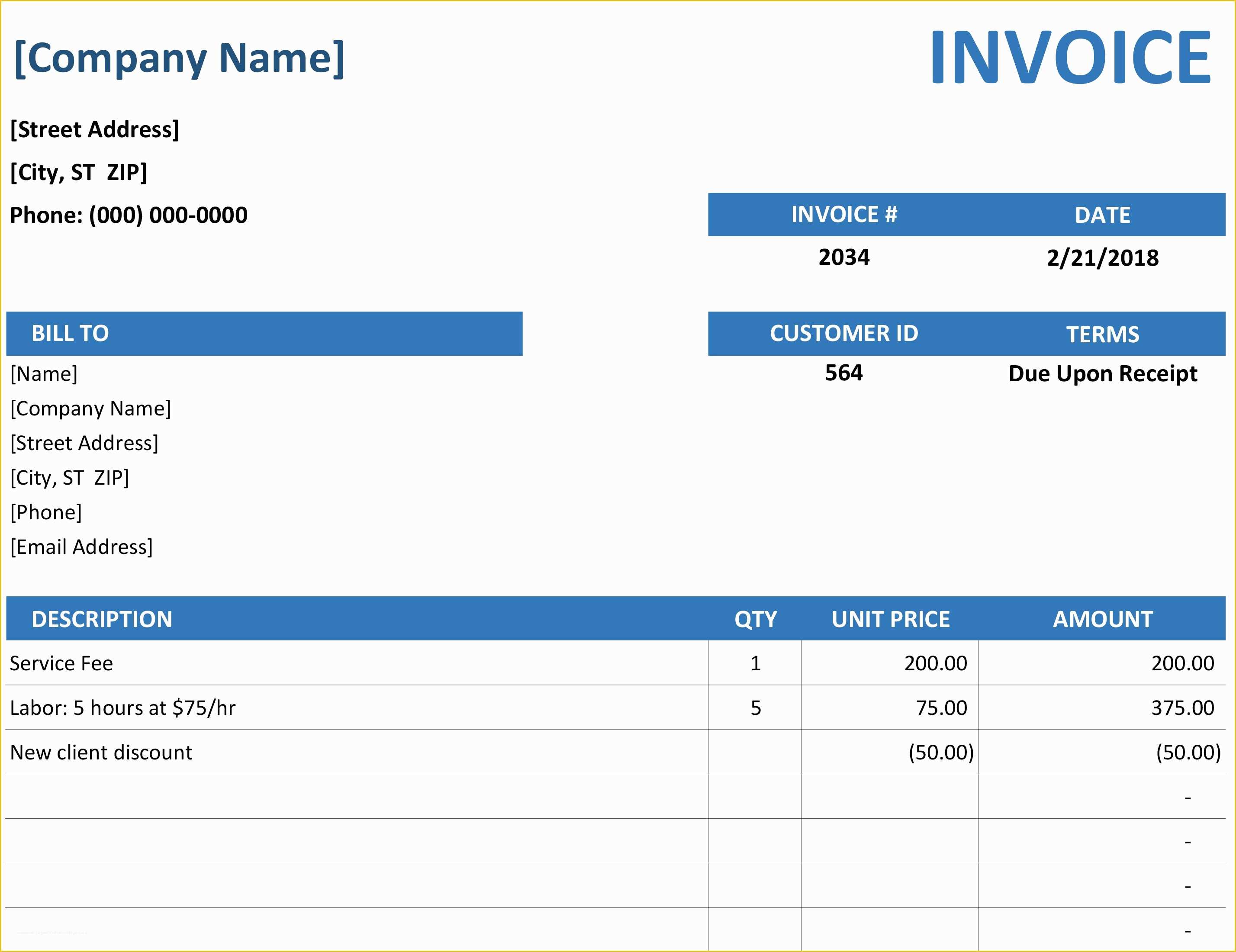 Work Invoice Template Free Of Invoice