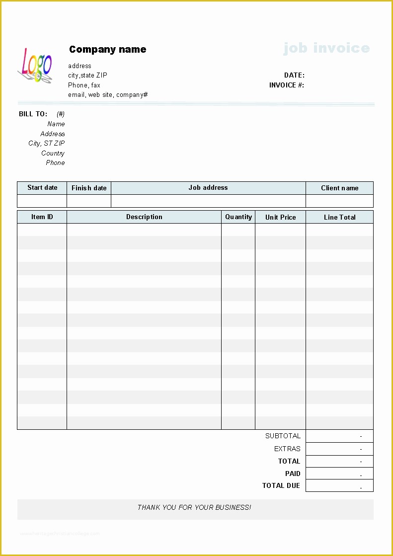 Work Invoice Template Free Of Job Service Invoice Template Uniform Invoice software