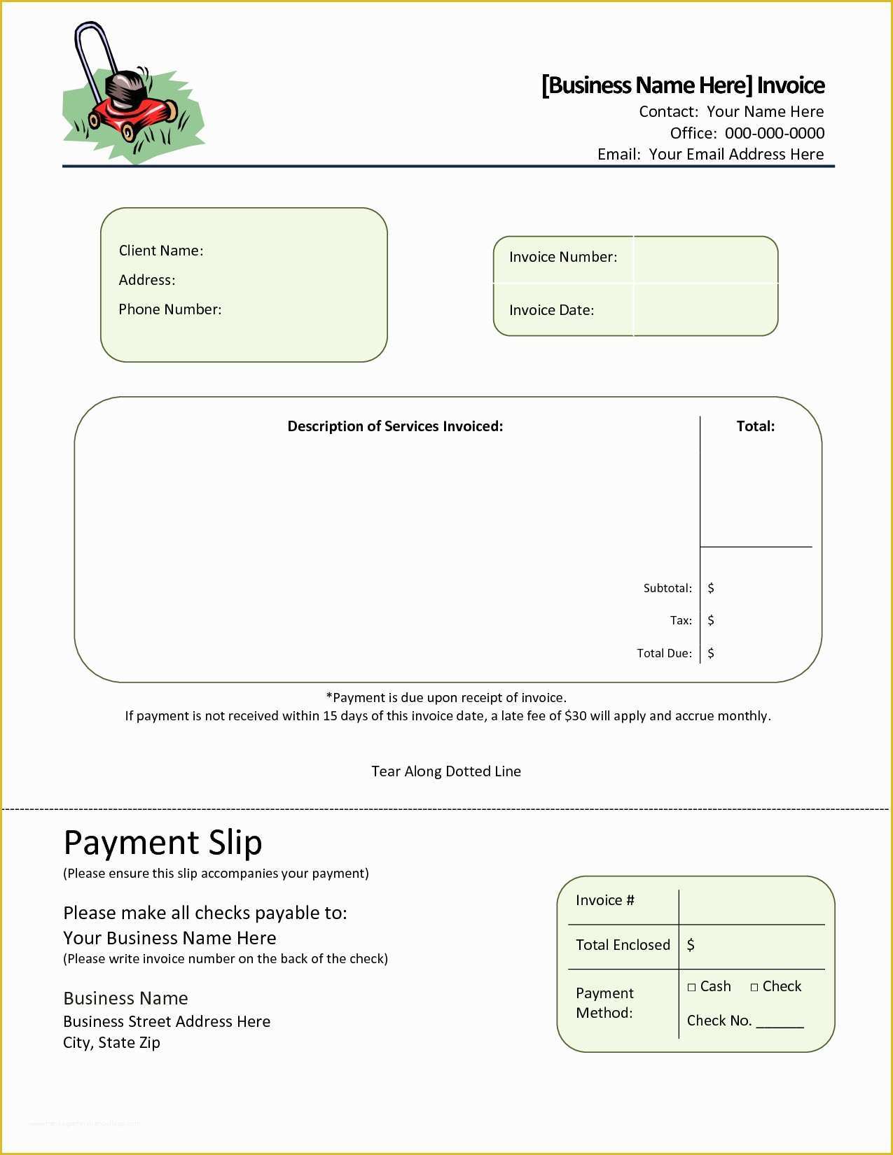Work Invoice Template Free Of Lawn Service Invoice Template Invoice Template Ideas