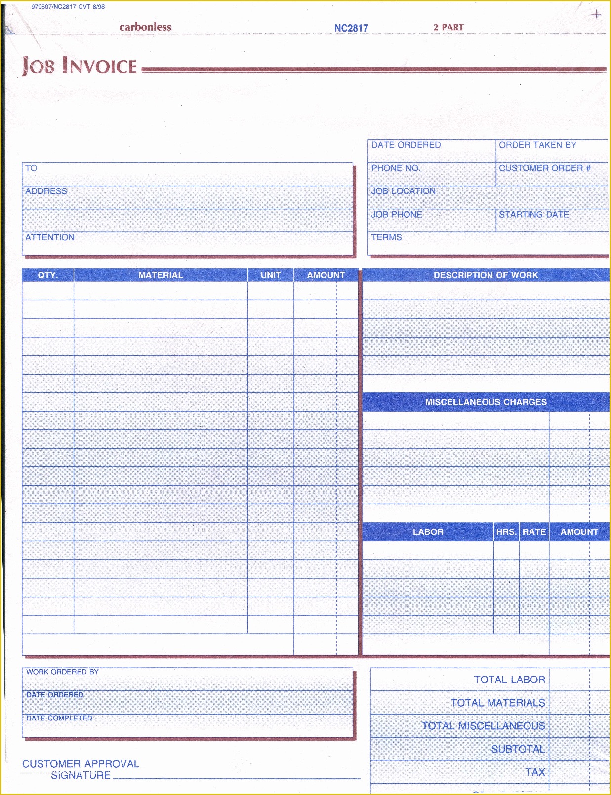 Work Invoice Template Free Of Receipts Template