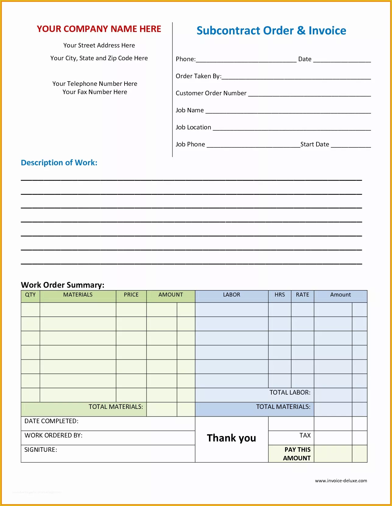 Work Invoice Template Free Of Work Invoice Invoice Design Inspiration