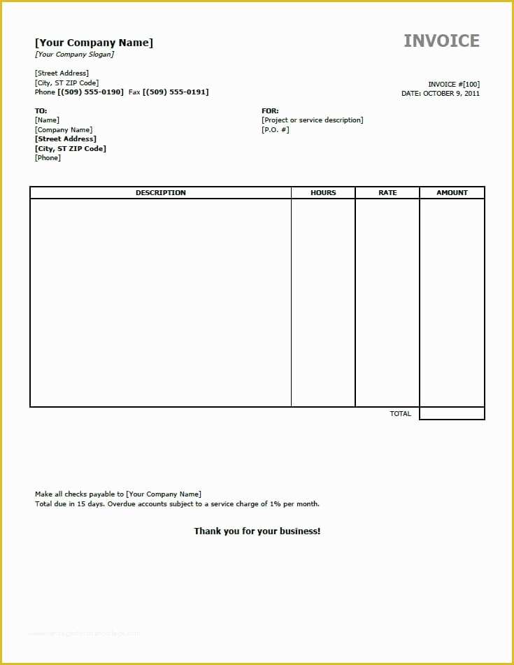 Work Invoice Template Free Of Work Invoice Template Free