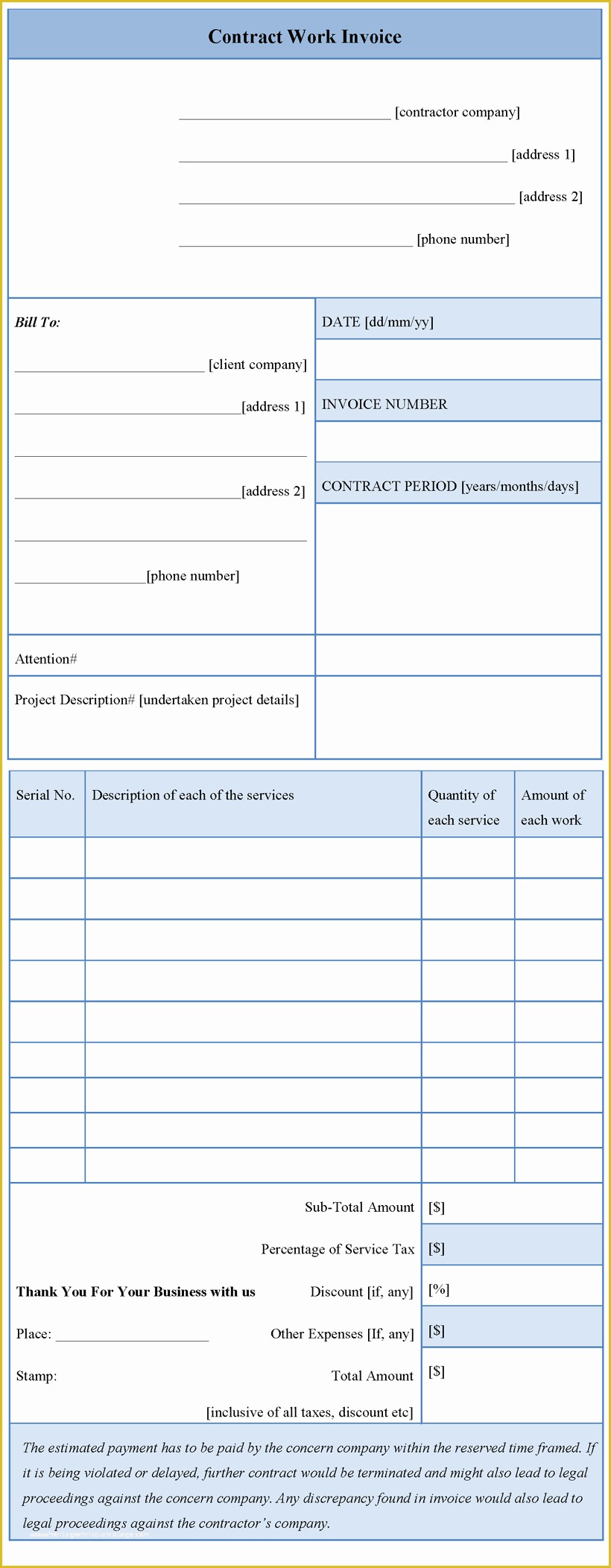 Work Invoice Template Free Of Work Receipts Examples Bing Images