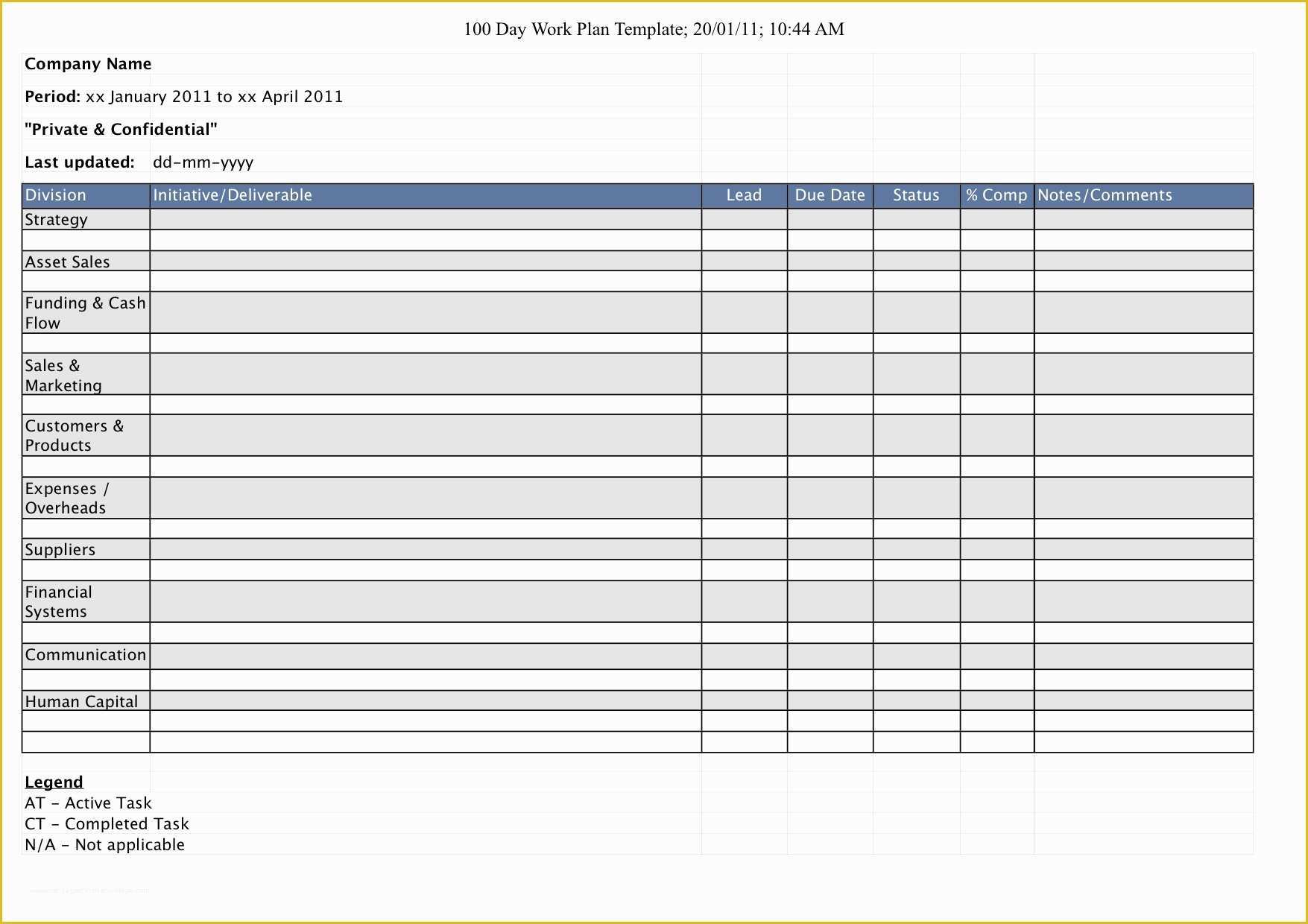 Work Plan Template Free Of 100 Day Plan Template