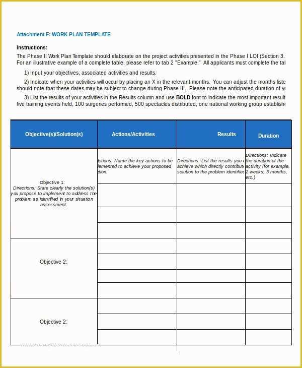 Work Plan Template Free Of 15 Project Plan Templates