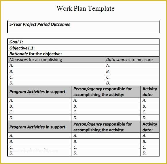 Work Plan Template Free Of Construction Schedule Template Excel Free Download