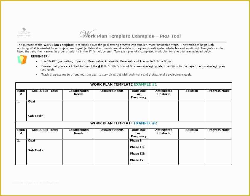 Work Plan Template Free Of Work Plan 40 Great Templates &amp; Samples Excel Word