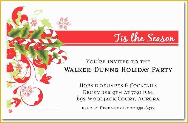Xmas Invitation Templates Free Of Candy Cane and Swirls Holiday Invitations Christmas