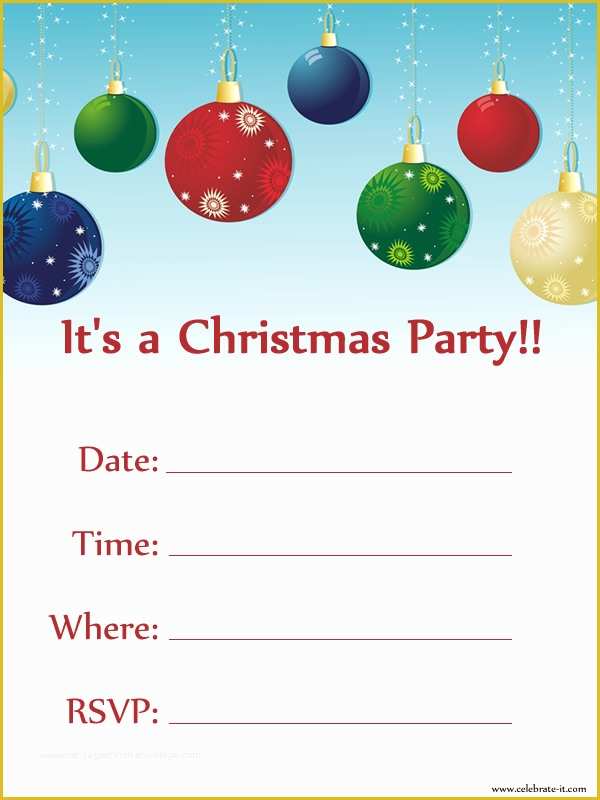 Xmas Invitation Templates Free Of Printable Christmas Party Invitations