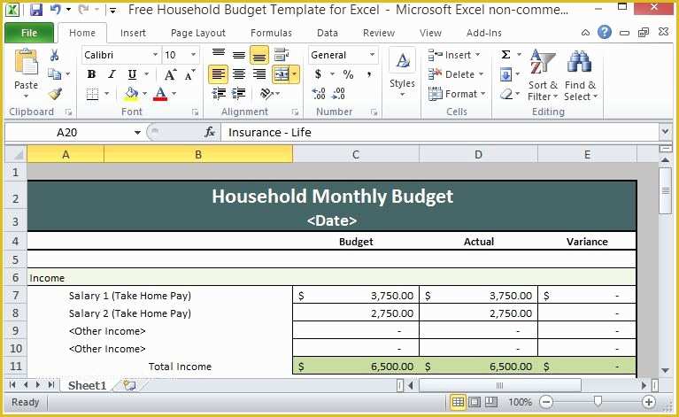 Yearly Budget Template Excel Free Of Free Household Bud Template for Excel