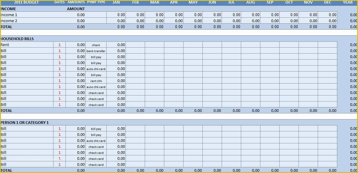 Yearly Budget Template Excel Free Of Household Bud Excel Template