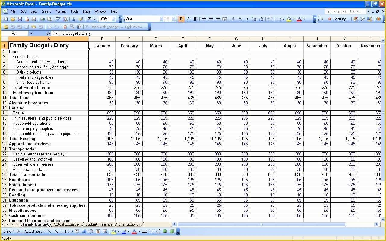 Yearly Budget Template Excel Free Of Yearly Household Bud Template