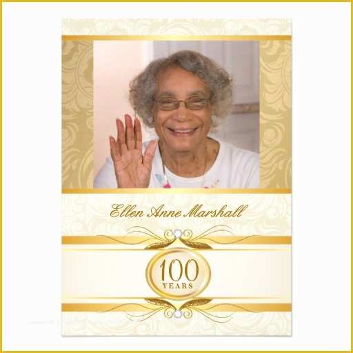 100th Birthday Invitation Templates Free Of 100th Birthday Gold Damask Invitation 4 5" X 6 25