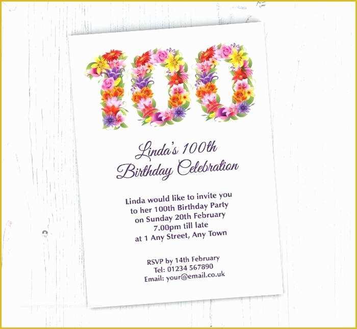 100th Birthday Invitation Templates Free Of 100th Birthday Invitations Peculiarsms