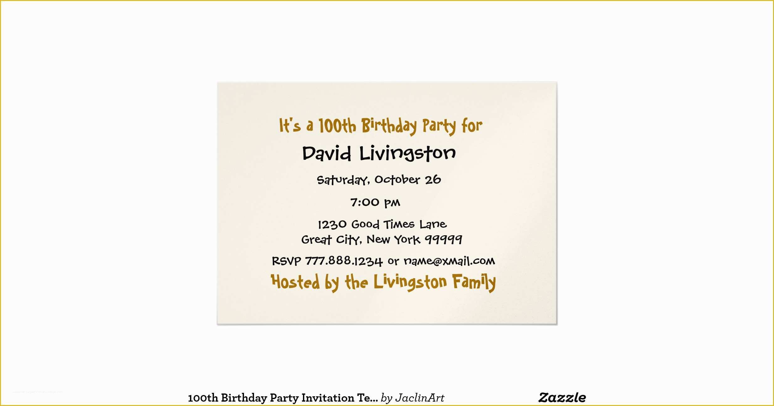 100th Birthday Invitation Templates Free Of 100th Birthday Party Invitation Template