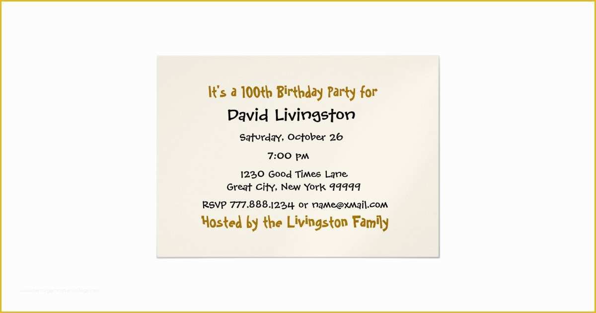 100th Birthday Invitation Templates Free Of 100th Birthday Party Invitation Template