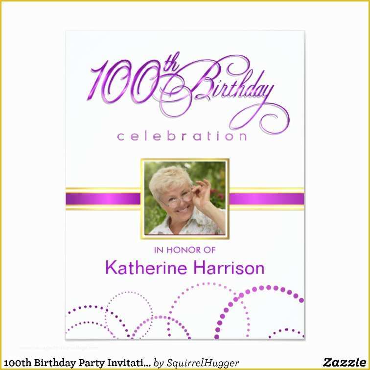 100th Birthday Invitation Templates Free Of 100th Birthday Party Invitations with Monogram