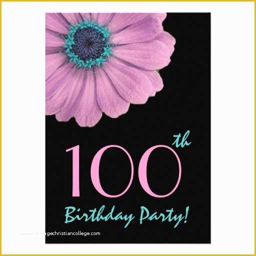 100th Birthday Invitation Templates Free Of 100th Birthday Template Pink Daisy Personalized