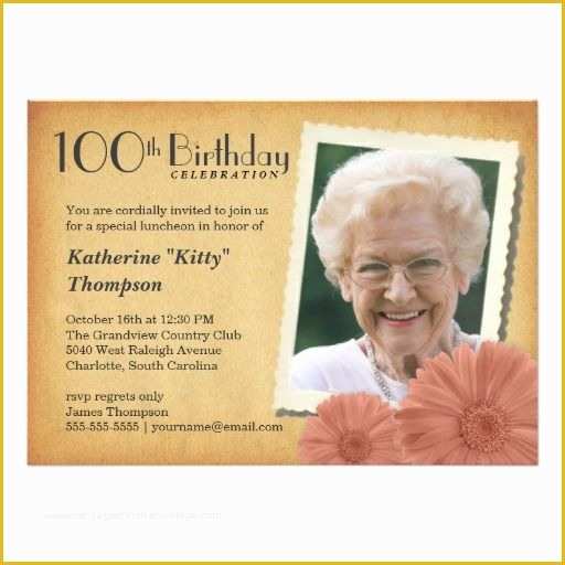 100th Birthday Invitation Templates Free Of 100th Birthday Vintage Daisy Invitations