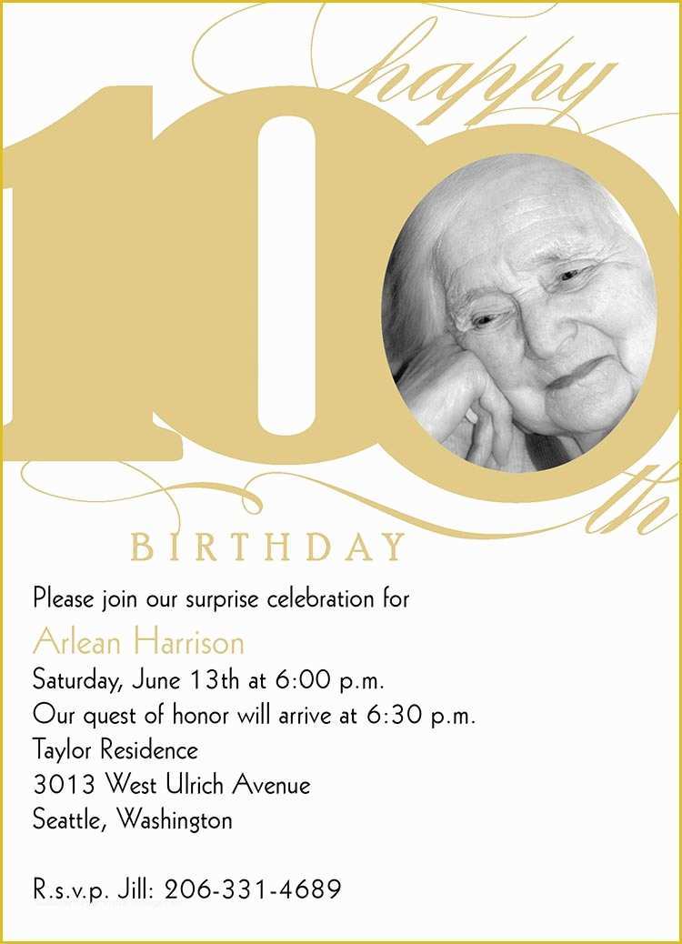 100th Birthday Invitation Templates Free Of 100th Milestone Birthday Birthday Invitations From