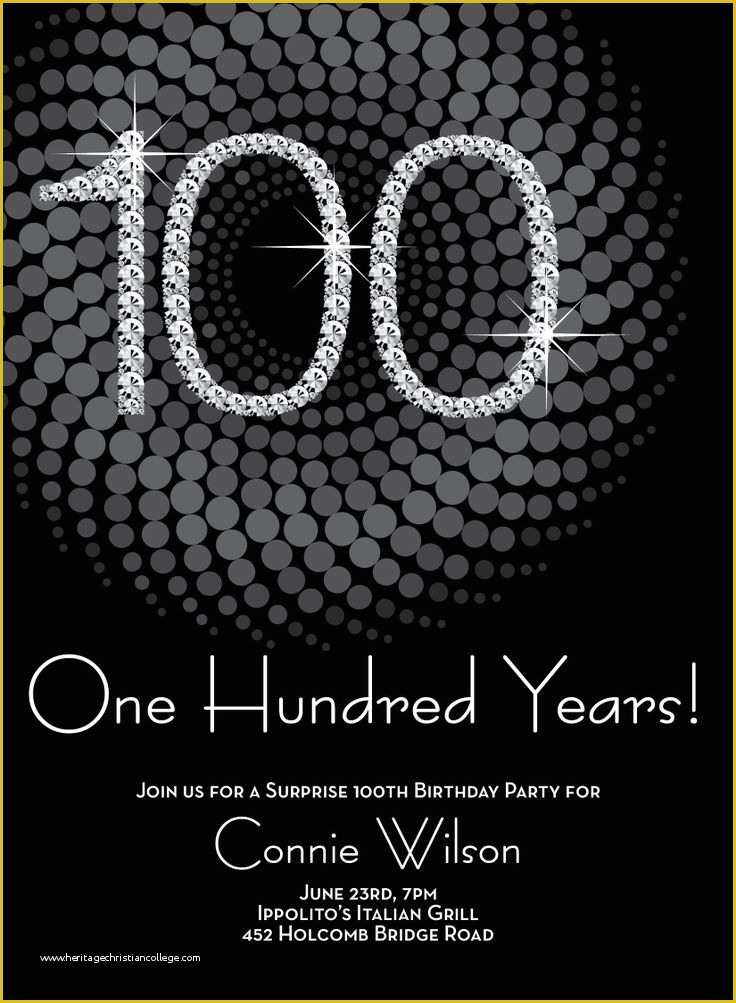 100th Birthday Invitation Templates Free Of Diamond Numbers 100th Milestone Birthday Invitations
