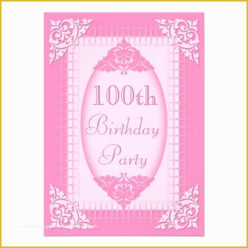 100th Birthday Invitation Templates Free Of Elegant Girly Pink 100th Birthday Custom Invite