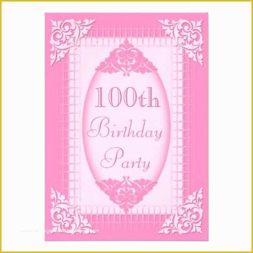 100th Birthday Invitation Templates Free Of Elegant Girly Pink 100th Birthday Custom Invite