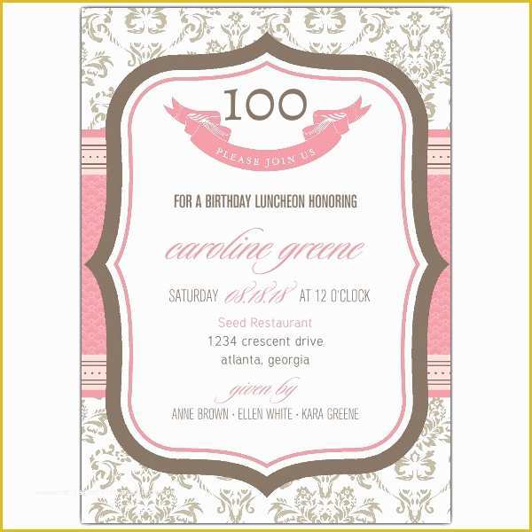 100th Birthday Invitation Templates Free Of French Boutique 100th Birthday Invitations