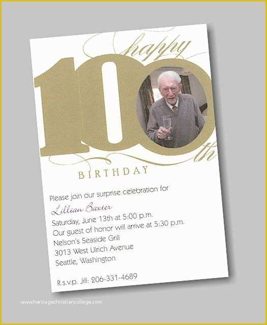 100th Birthday Invitation Templates Free Of Happy 100th Birthday Party Invitation