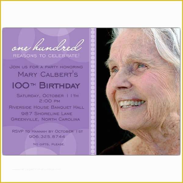 100th Birthday Invitation Templates Free Of Lavender Circle 100th Birthday Invitations