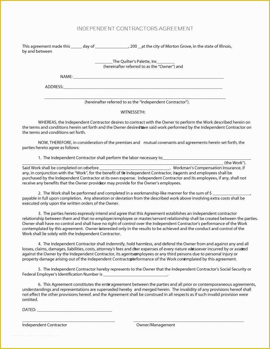 1099 Agreement Template Free Of 1099 Contractor Contract