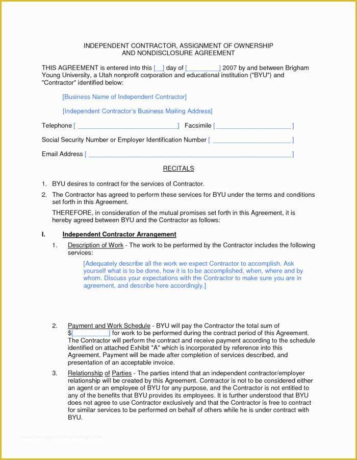 1099 Agreement Template Free Of 1099 Employee Contract form Templates Resume Examples