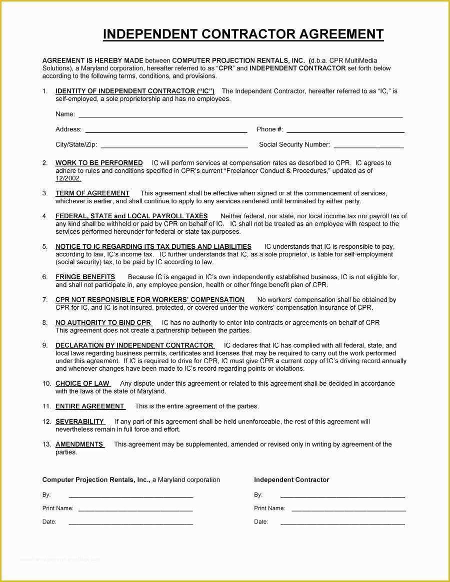 1099 Agreement Template Free Of 1099 form Independent Contractor Agreement Advanced 1099