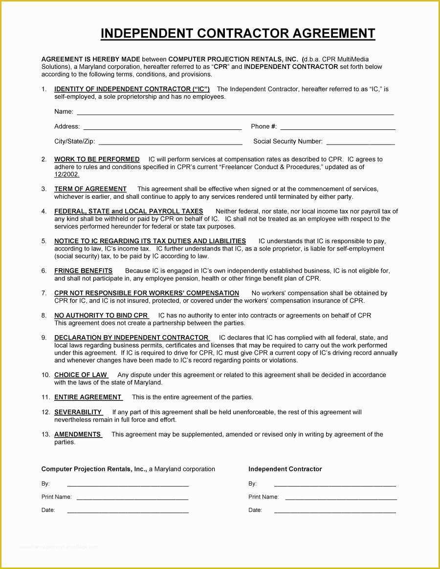 Printable Independent Contractor 1099 Form Printable Forms Free Online