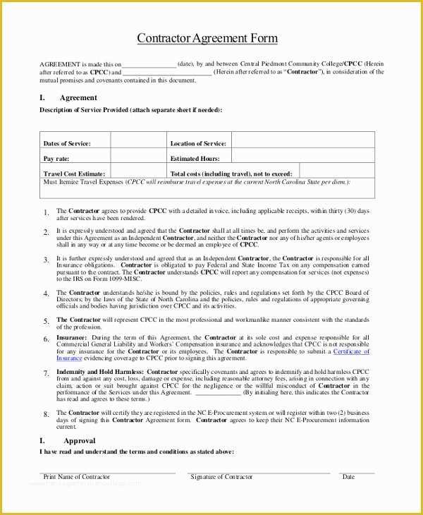 1099 Agreement Template Free Of 1099 Subcontractor Agreement Template Templates Resume