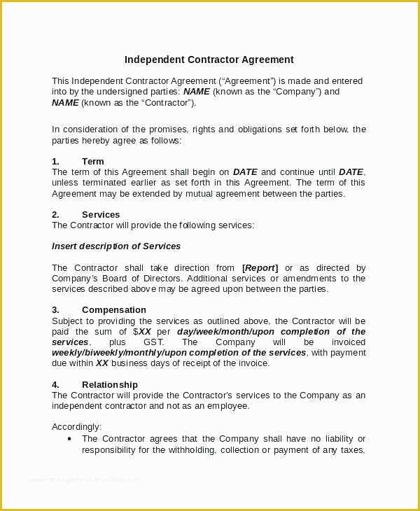 1099 Agreement Template Free Of 24 1099 Independent Contractor Agreement Gallery