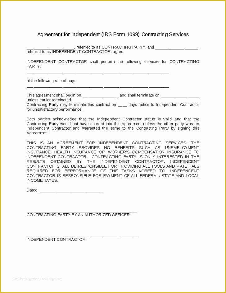 1099 Agreement Template Free Of 25 Of Independent Contract Template