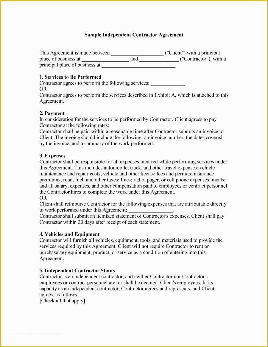 1099 Agreement Template Free Of 50 Free Independent Contractor Agreement forms & Templates