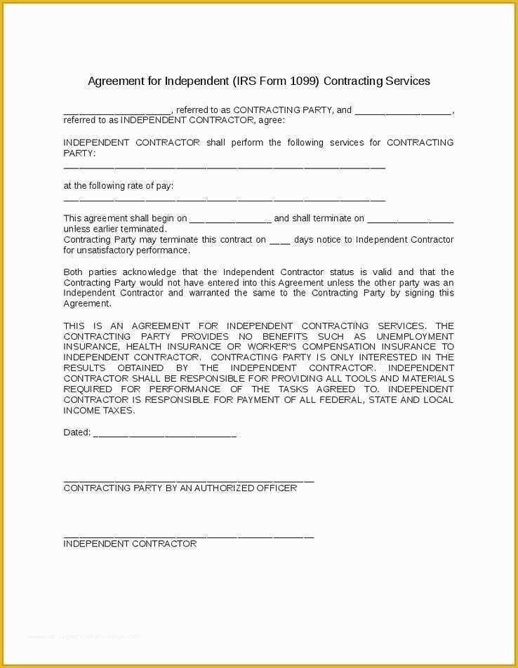 1099 Agreement Template Free Of Employment Agreement Florida Regular 1099 Employee