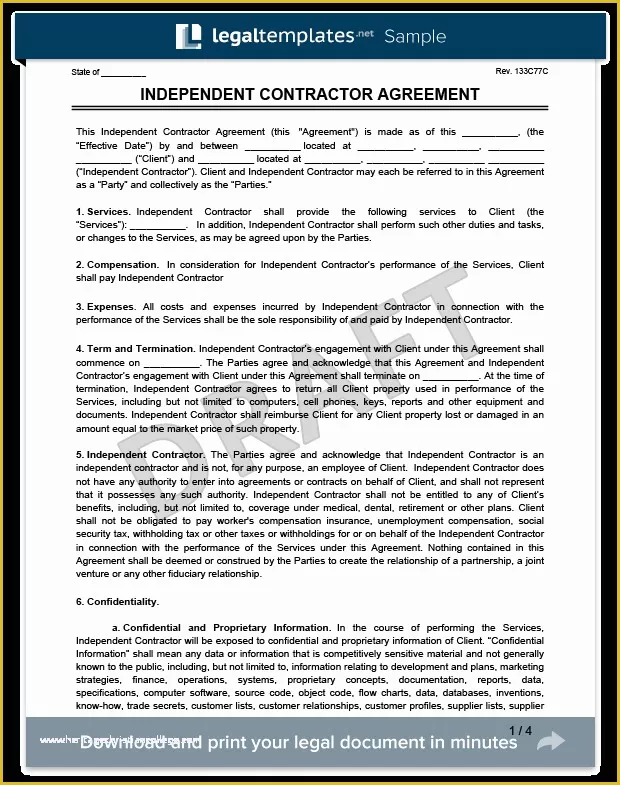 1099 Agreement Template Free Of Free Independent Contractor Agreement