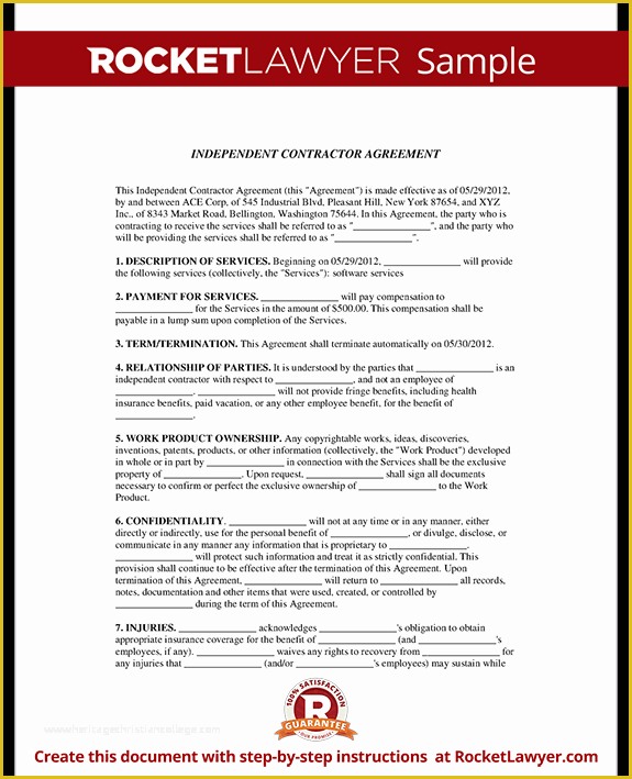 1099 Agreement Template Free Of Independent Contractor Agreement form Template with Sample