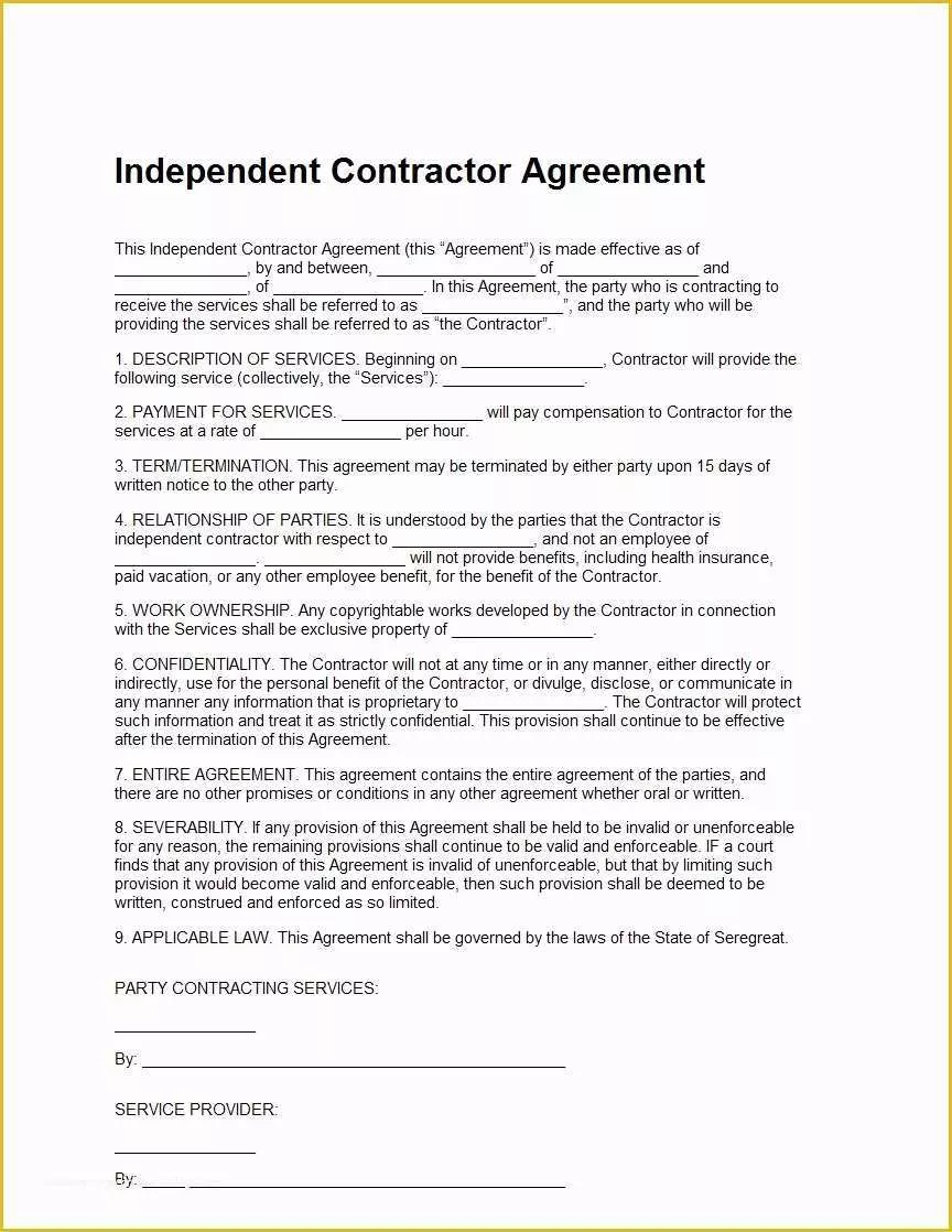 1099 Agreement Template Free Of Independent Contractor Agreement Template Sample