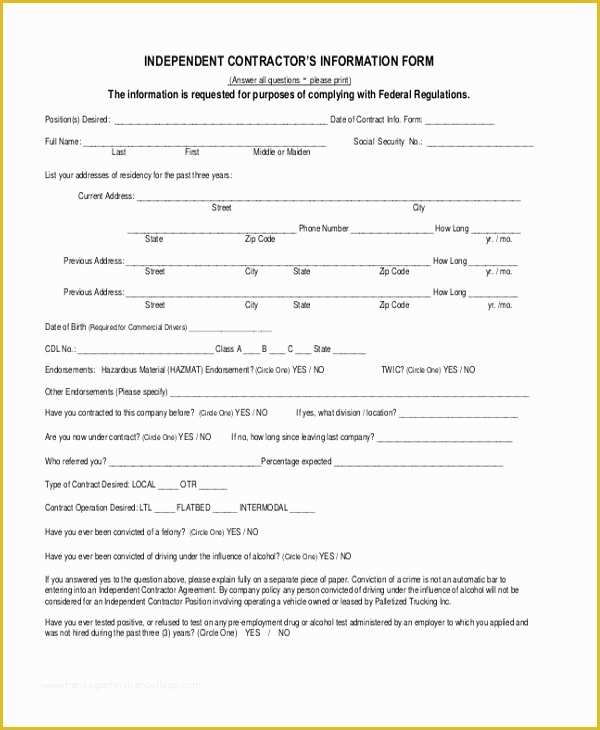 1099 Agreement Template Free Of Independent Contractor Information form How to Have A
