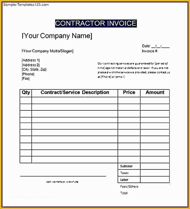 1099 Invoice Template Free Of Sample Contractor Invoice Template 1099 Unique Independent
