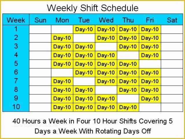 12 Hour Work Schedule Template Free Of 10 Hour Schedules for 5 Days A Week 1 2 Free Download