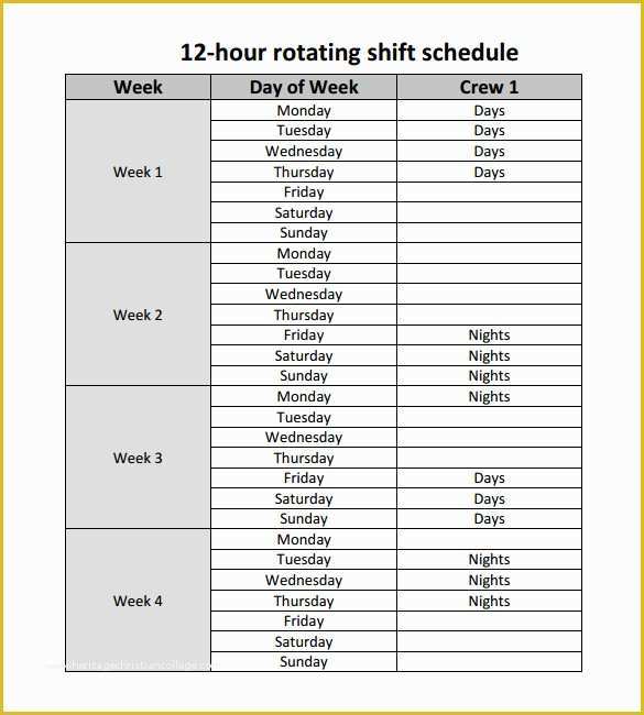 12 Hour Work Schedule Template Free Of 12 Hour Shift Work Schedule Template Templates Resume