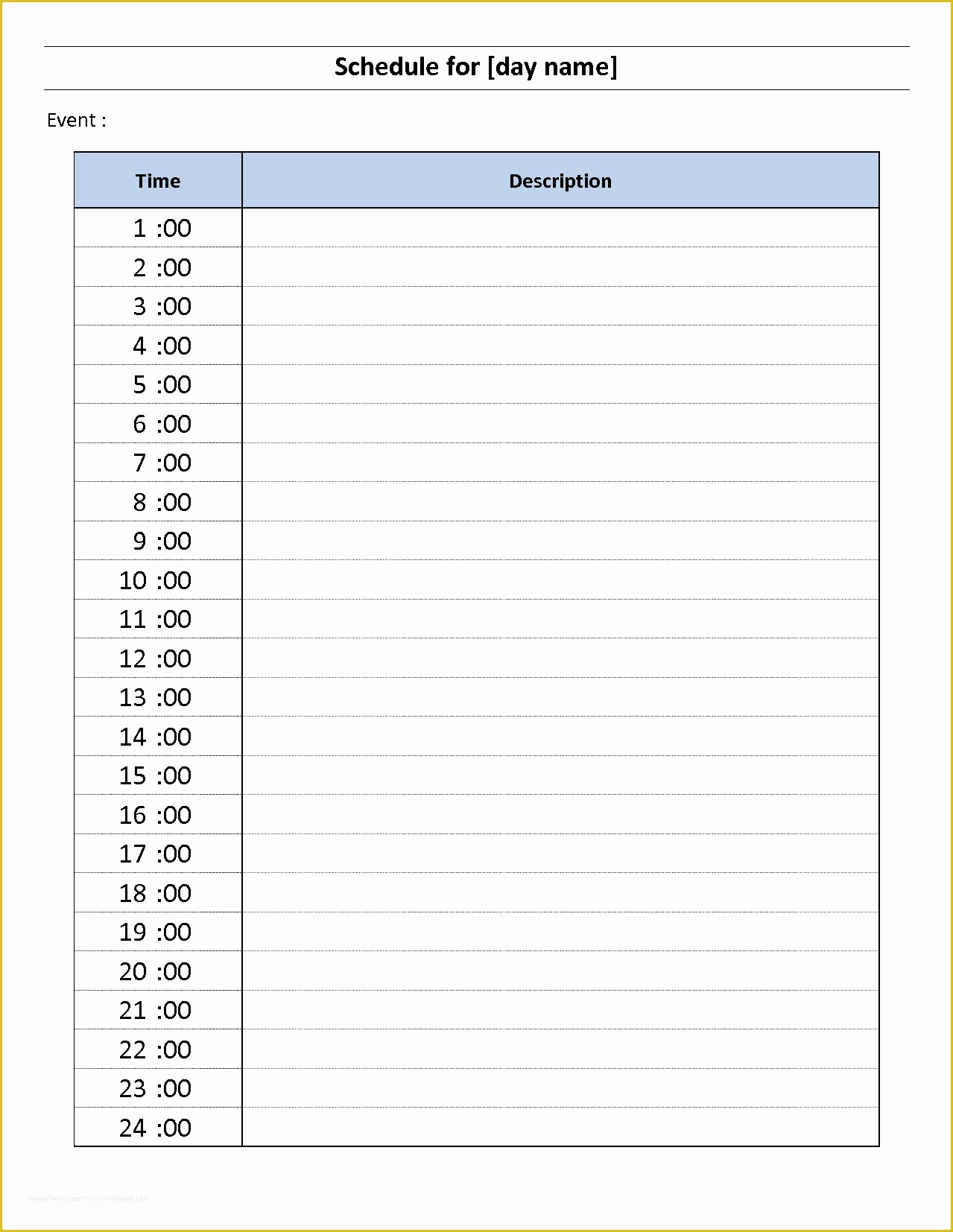 12 Hour Work Schedule Template Free Of 5 24 Hour Schedule Template Bookletemplate