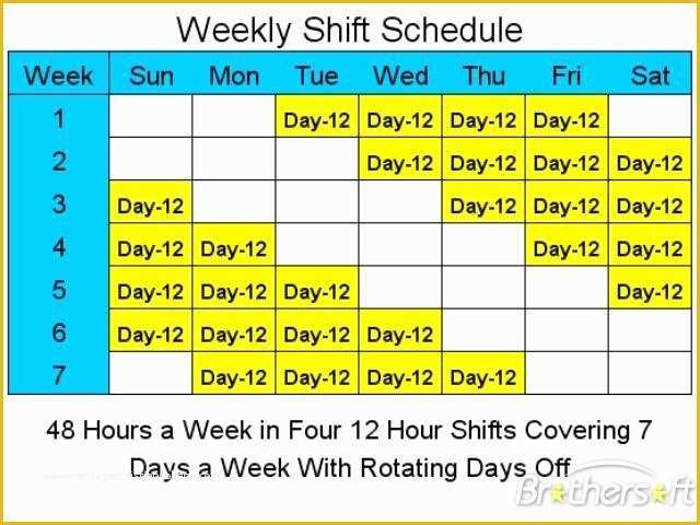 12 Hour Work Schedule Template Free Of Download Free 12 Hour Schedules for 7 Days A Week 12 Hour