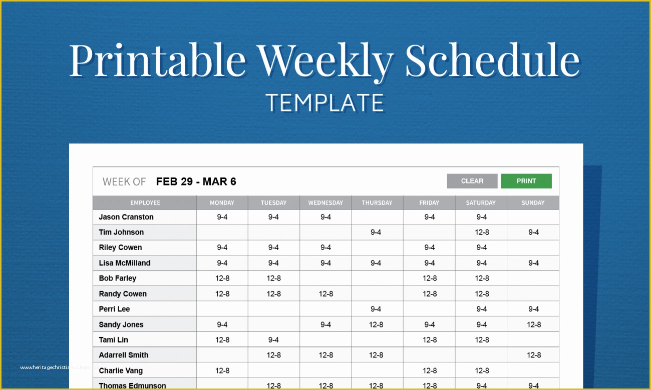 12 Hour Work Schedule Template Free Of Free Printable Weekly Work Schedule Template for Employee
